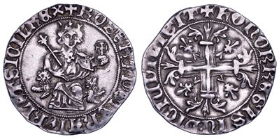 Roberto d’Angiò, Gigliato (re coronato seduto con globo crucigero, croce gigliata)