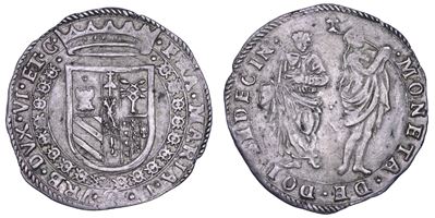 Rovigo? (Urbino), Francesco Maria II della Rovere, 1574-1624, Da due sedicine — stemma e raffigur...