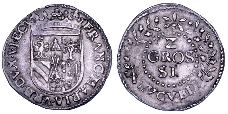 GUBBIO. FRANCESCO MARIA II DELLA ROVERE, 1574-1624. 2 Grossi.  - Asta Numismatica - Cambi Casa d'Aste
