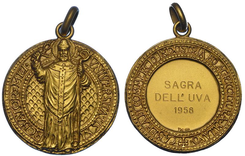 VARIE. Medaglia in oro. Sagra dell’uva 1958.  - Auction Numismatics - Cambi Casa d'Aste
