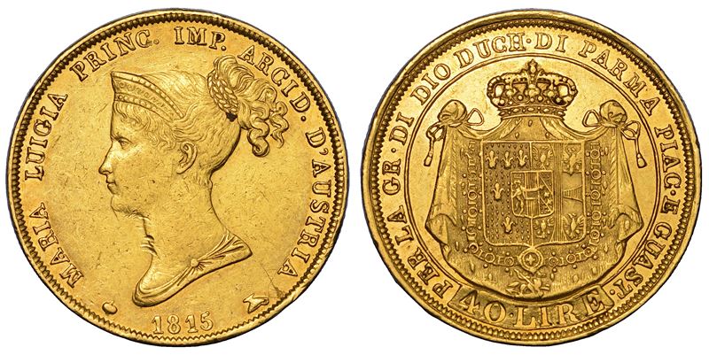 PARMA. MARIA LUIGIA D'AUSTRIA, 1815-1847. 40 Lire 1815.  - Auction Numismatics - Cambi Casa d'Aste