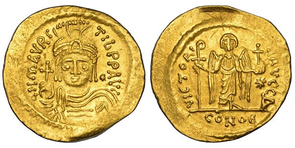MAURIZIO TIBERIO, 582-602. Solido. Costantinopoli.