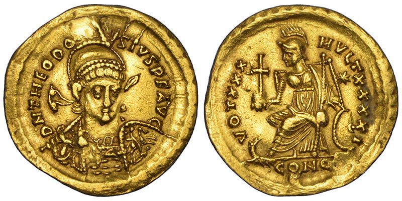 TEODOSIO II, 402-450. Solido. Costantinopoli.  - Asta Numismatica - Cambi Casa d'Aste