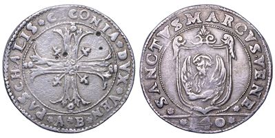 Cicogna, Scudo della Croce (Venezia), croce fogliata in argento