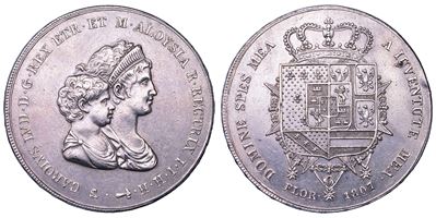 FIRENZE, Carlo Ludovico di Borbone, Dena (1807), 1803-1807. Colpetto al rovescio in argento