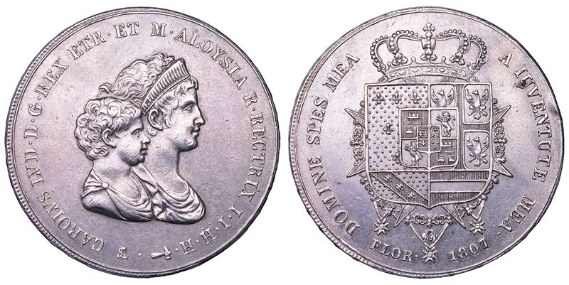 FIRENZE. CARLO LUDOVICO DI BORBONE, 1803-1807. Dena 1807.  - Asta Numismatica - Cambi Casa d'Aste