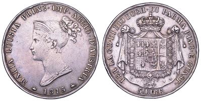 Maria Luigia d’Austria, 5 Lire 1815 (Parma), argento