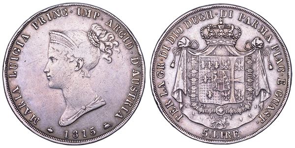 PARMA. MARIA LUIGIA D'AUSTRIA, 1815-1847. 5 Lire 1815.