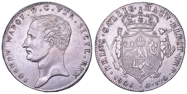 NAPOLI. GIUSEPPE NAPOLEONE, 1806-1808. Piastra da 120 Grana 1806.