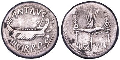 Marco Antonio, Denario romano (32–31 a.C.) zecca al seguito di Marc'Antonio