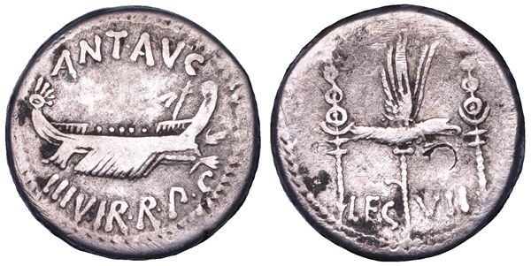 MARCO ANTONIO. Denario, anni 32-31 a.C. Zecca al seguito di Marc'Antonio.