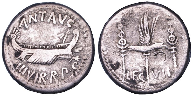 MARCO ANTONIO. Denario, anni 32-31 a.C. Zecca al seguito di Marc'Antonio.  - Asta Numismatica - Cambi Casa d'Aste