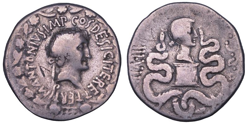 MARCO ANTONIO E OTTAVIA (seconda moglie di Marco Antonio). Cistoforo.  - Asta Numismatica - Cambi Casa d'Aste