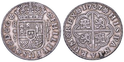 Felipe V (1700–1746), 2 Reales 1737, Siviglia