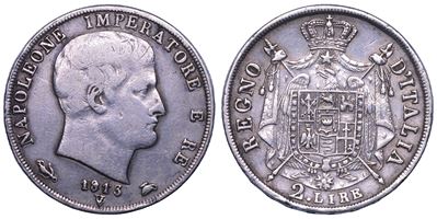 Napoleone, 2 Lire 1813 (Venezia), argento