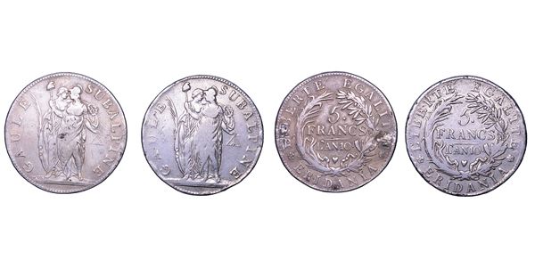 TORINO. REPUBBLICA SUBALPINA, 1800-1802. Lotto di due monete.