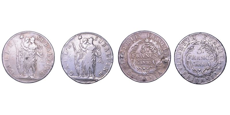 TORINO. REPUBBLICA SUBALPINA, 1800-1802. Lotto di due monete.  - Asta Numismatica - Cambi Casa d'Aste