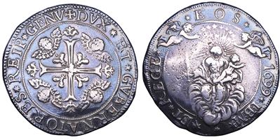CNI e cataloghi vari, Genova – Serie dei Dogi biennali, III fase (1637-1797), moneta da 2 scudi, ...