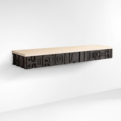 Nerone e Patuzzi (Gruppo NP2), Console con struttura in legno scolpito e piano in travertino