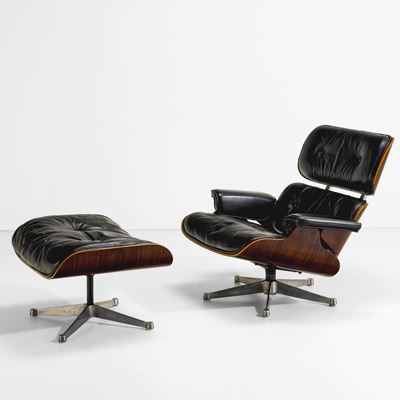 Lounge chair 670 con ottomana 671