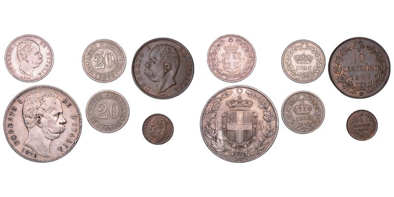 Regno d’Italia, Serie di sei monete di Umberto I (1878-1900)
