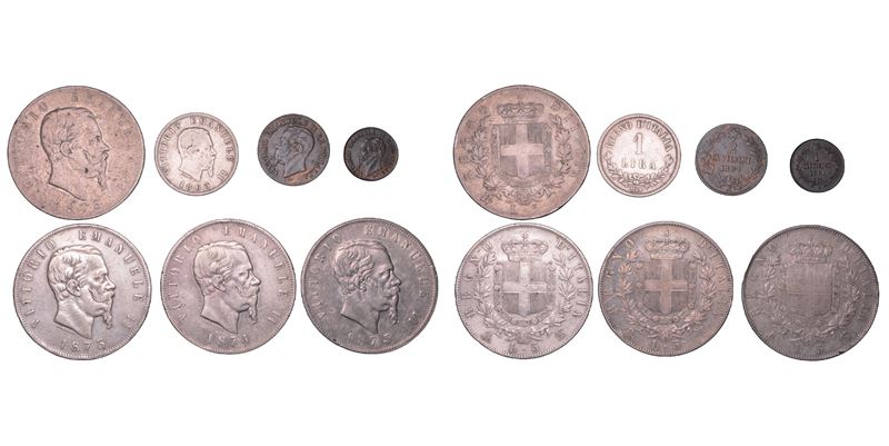 Regno d’Italia, Vittorio Emanuele II di Savoia (1861-1878), Lotto di sette monete (argento e rame...