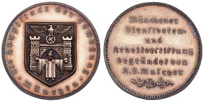 Germania, Medaglia in argento “Fondazione degli operai di Monaco di Baviera”, 1933-1945