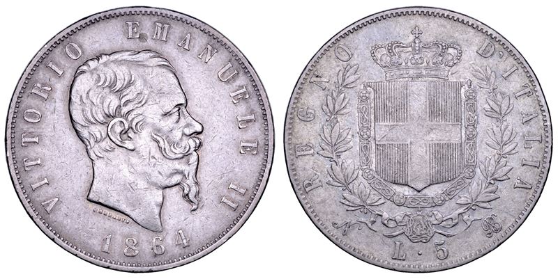 Vittorio Emanuele II di Savoia, 5 Lire Regno d’Italia, 1864 (Napoli)