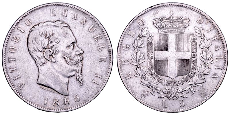 Vittorio Emanuele II di Savoia, 5 Lire 1865 (Torino), Regno d’Italia