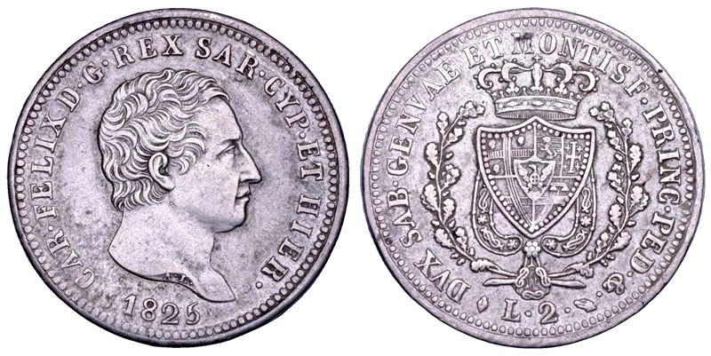 Regno di Sardegna, 2 Lire Carlo Felice di Savoia (Torino), 1825
