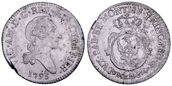 REGNO DI SARDEGNA. VITTORIO AMEDEO III DI SAVOIA, 1773-1796. 7,6 Soldi 1793.