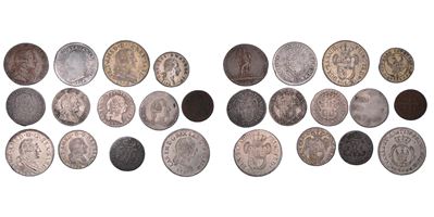 Monetazione sabauda, lotto di tredici monete (Carlo Emanuele III, Vittorio Amedeo III e Carlo Ema...
