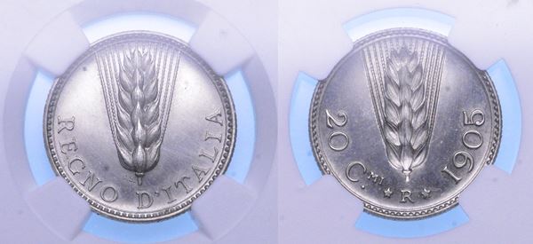 REGNO D'ITALIA. VITTORIO EMANUELE III DI SAVOIA, 1900-1946. 20 Centesimi 1905. Progetto Johnson.