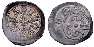 Conio di epoca medievale, Novara (a nome di Enrico VI), Denaro scodellato
