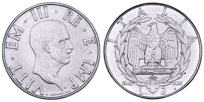 Vittorio Emanuele III di Savoia, 2 Lire 1943 (Regno d’Italia) – Impero