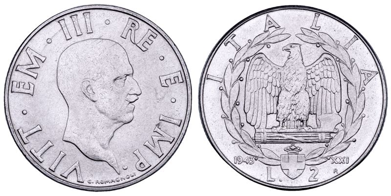 Vittorio Emanuele III di Savoia, 2 Lire 1943 (Regno d’Italia) – Impero