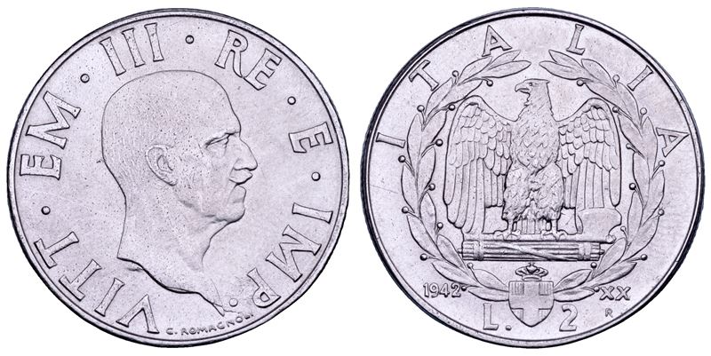 Vittorio Emanuele III di Savoia, 2 Lire 1942 (Impero) Regno d’Italia