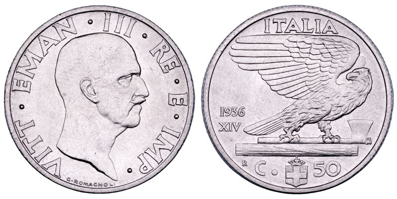 Vittorio Emanuele III di Savoia, 50 Centesimi 1936 “Impero” (Regno d’Italia), nichel