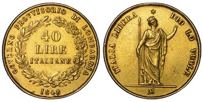 MILANO, Governo provvisorio di Lombardia (1848) — 40 Lire 1848