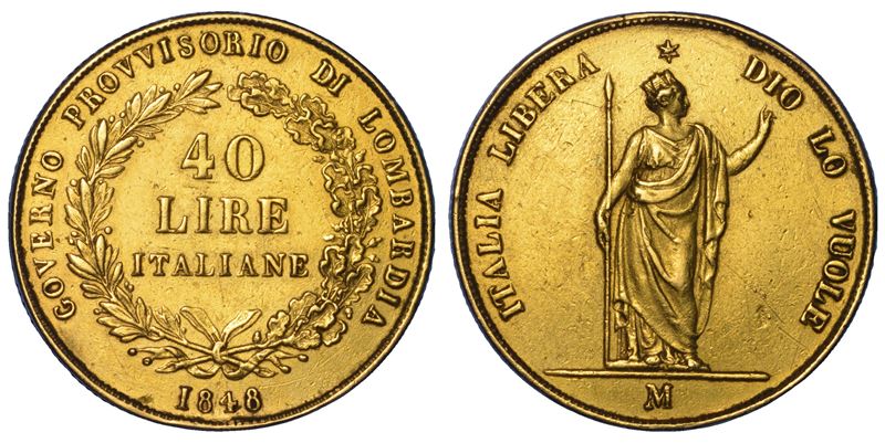 MILANO. GOVERNO PROVVISORIO DI LOMBARDIA, 1848. 40 Lire 1848.  - Asta Numismatica - Cambi Casa d'Aste