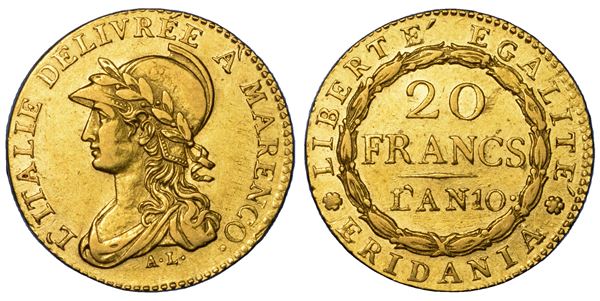 TORINO. REPUBBLICA SUBALPINA, 1800-1802. 20 Franchi A. 10.
