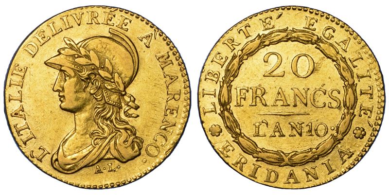 TORINO. REPUBBLICA SUBALPINA, 1800-1802. 20 Franchi A. 10.  - Asta Numismatica - Cambi Casa d'Aste