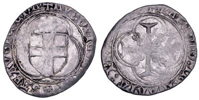 Ludovico il Generoso, Doppio bianco con scudo sabaudo e croce patente (1440-1465)