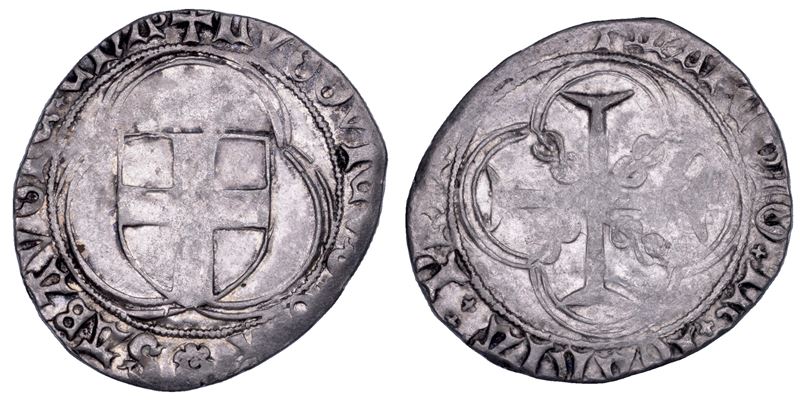 Ludovico il Generoso, Doppio bianco con scudo sabaudo e croce patente (1440-1465)
