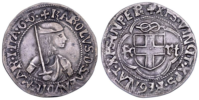 DUCATO DI SAVOIA. CARLO I Il Guerriero, 1482-1490. Testone. I tipo.  - Asta Numismatica - Cambi Casa d'Aste