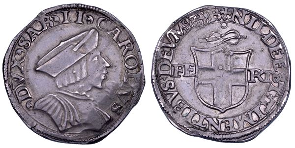 DUCATO DI SAVOIA. CARLO II Il Buono, 1504-1553. Testone. II tipo.