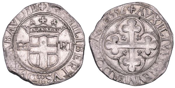 DUCATO DI SAVOIA. EMANUELE FILIBERTO Testa di ferro, 1538-1580. 4 Grossi 1556.