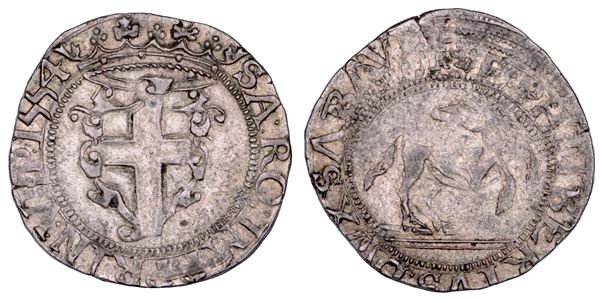 DUCATO DI SAVOIA. EMANUELE FILIBERTO Testa di ferro, 1538-1580. I Periodo come Conte di Asti, 1538-1559. Cavallotto (II tipo) 1554.