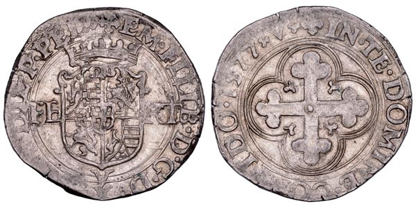 DUCATO DI SAVOIA. EMANUELE FILIBERTO Testa di ferro, 1538-1580. II Periodo Duca, 1559-1580. Bianco o 4 soldi 1577. II tipo.