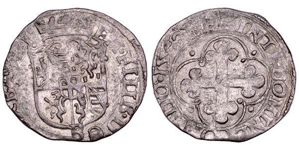 DUCATO DI SAVOIA. EMANUELE FILIBERTO Testa di ferro, 1538-1580. II Periodo Duca, 1559-1580. Soldo 1569. II tipo.